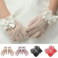 thumbnail image 3 of 1 Pair Wedding Flower Girl Gloves Romantic See-through Hollow Out Big Bow-knot Fishnet Wedding Decoration Flower Decor Beads Wedding Prom Gloves Kid Gloves, 3 of 10