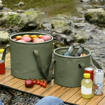 Collapsible Water Bucket 10L/20L PVC Portable Camping Container with Handles - Leak Proof Foldable Basin for Hiking Fishing Travel Garden - Yellow, 0.79" Flat Storage Height