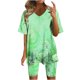 thumbnail image 2 of Blusas para las Mujeres Casual Impreso Cuello en V Manga Corta Blusa Pantalones Cortos, Conjuntos de Ropa para las Mujeres, 2 of 7
