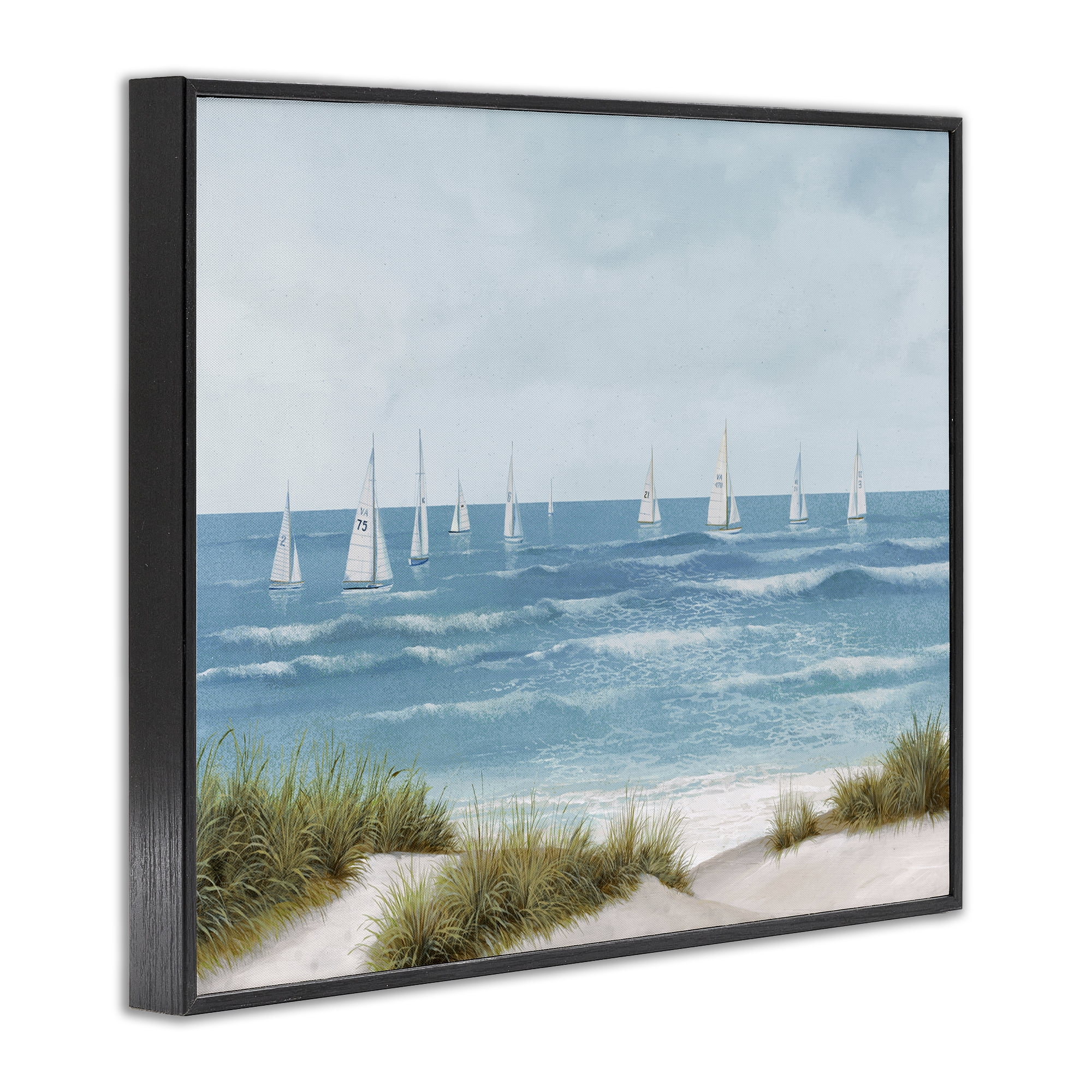 Stupell Industries Sail Away Seaside Boats Black Framed Giclee Art, design by Lorenzo Collective