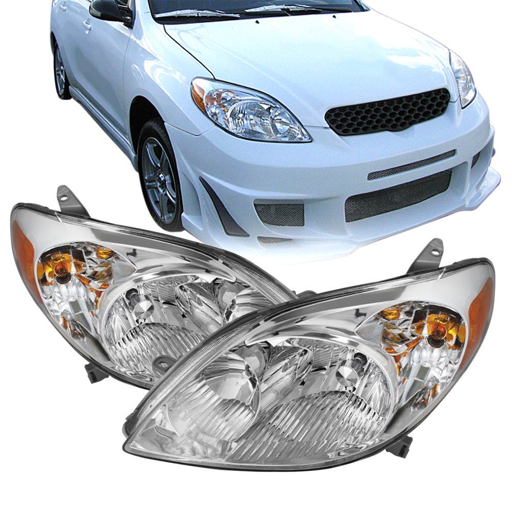 For 20032008 Toyota Matrix Base XR XRS Wagon Chrome Headlights Pair