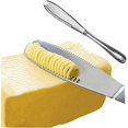 thumbnail image 1 of RV Cuchillo para mantequilla (plateado), eslinga de acero inoxidable tres en uno con ranura de corte de borde dentado, fácil de quitar, adecuado para rebanar pan, mantequilla, queso y mermelada, 1 of 5