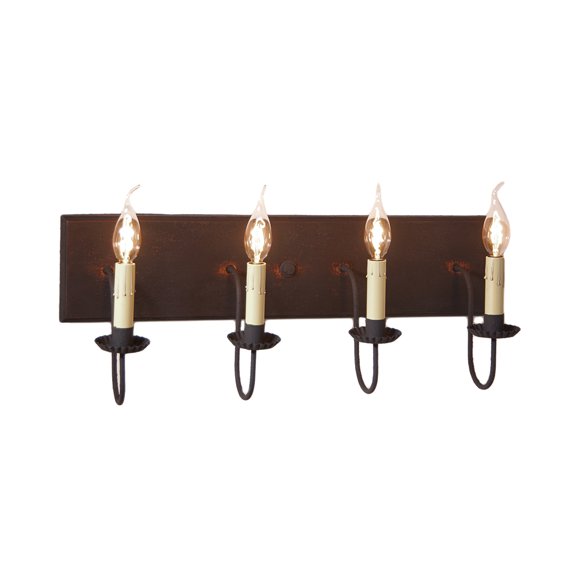 Irvins Country Tinware Four Arm Vanity Light in Hartford Black over Red