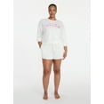 thumbnail image 2 of Joyspun Women's French Terry Knit Bridal Long Sleeve Sleep Top, Sizes XS to 3X, 2 of 6