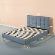 Zinus Lottie 43 Upholstered Platform Bed Frame, Blue Slate, Queen
