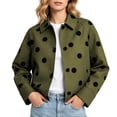 thumbnail image 2 of IUYRTFE Women's Polka Dot Zip Up Jacket with Lapel Collar and Pockets Casual Lightweight Cropped Outerwear, 2 of 8