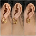 thumbnail image 2 of JeenMata Juego de Regalo de 3 Pares de Aretes para Mujer en Baño de Oro Amarillo, Livianos, Gruesos, con Aro Tipo Huggie, Juego de Regalo de Aretes para Toda Ocasión, 2 of 5