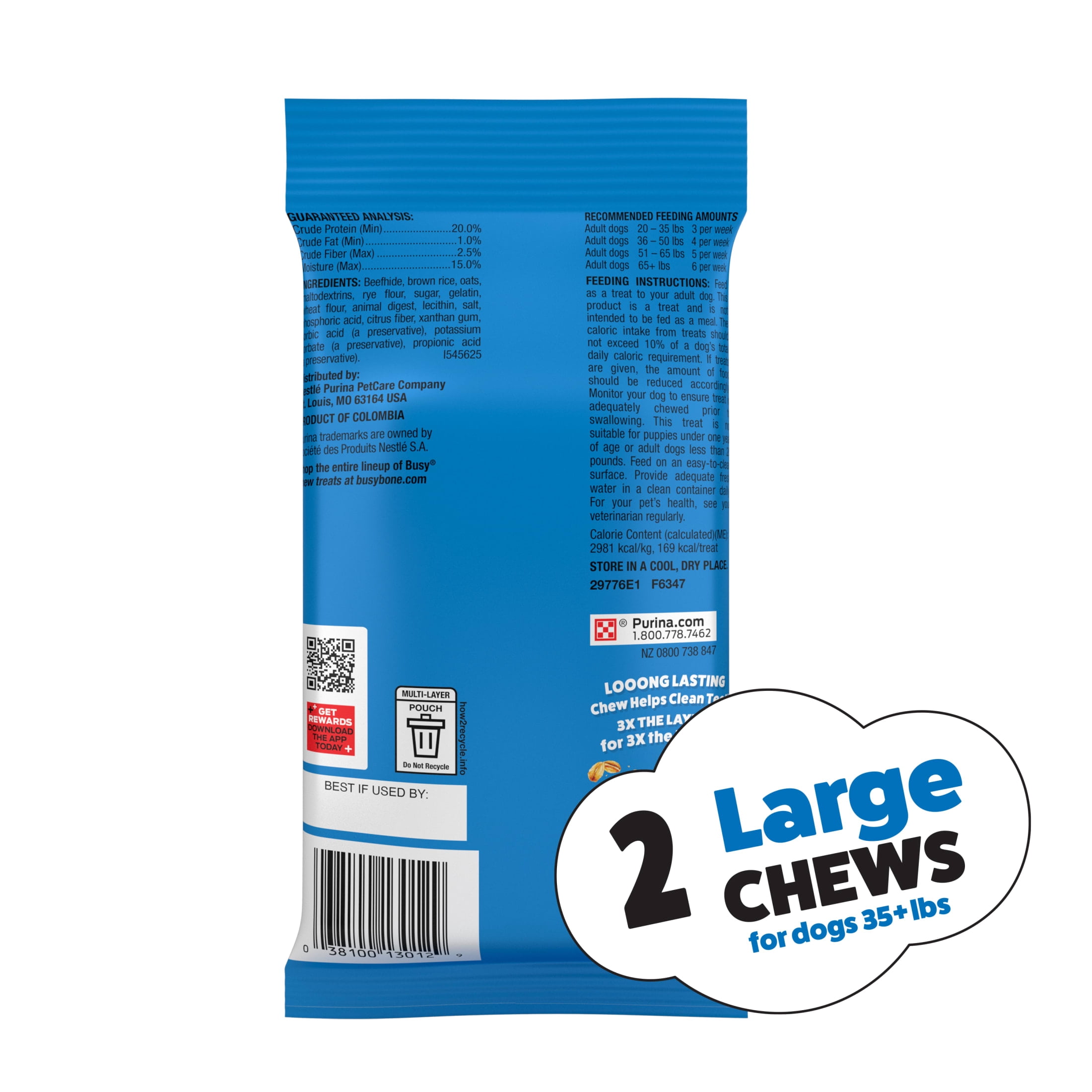 Purina Busy Chewnola Large Breed Beefhide Chews for Dogs, Long-Lasting Dog Snacks, 4 oz, 12 Pack