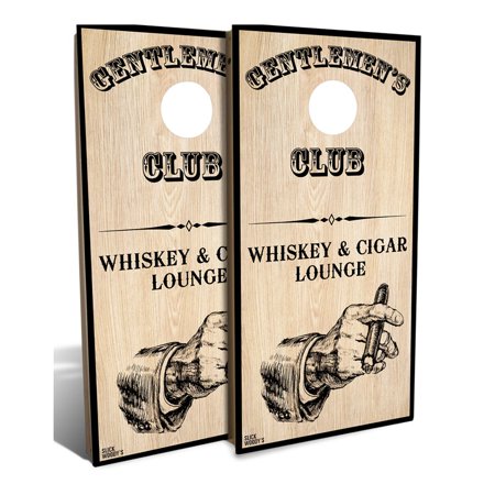 Slick Woody s Backyard Gentlemen s Club Cornhole Board Set in Brown (8 Bags)