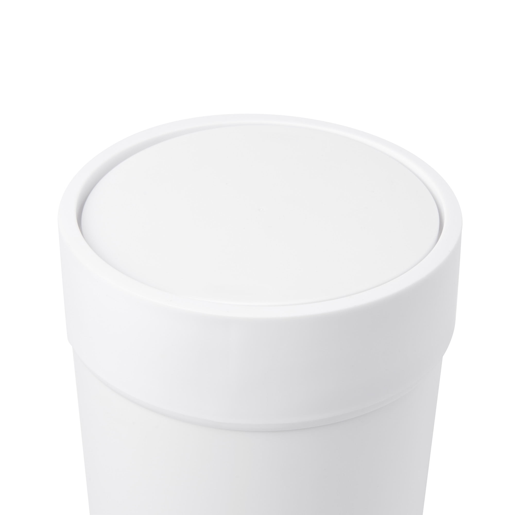 Umbra 1.6 gal Touch Plastic Swing Top Lid Bathroom Trash Can, White