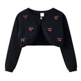 thumbnail image 3 of mgoYE Girl's Cardigans Sweater Cherry Open Front Long Sleeve Cute Casual Loose Sweaters(Black,5-6 Years), 3 of 9