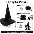 thumbnail image 4 of Witch Hat for Women Adult Witch accessories Detachable Costumes Hat Accessories for Halloween Party Supplies Black Rose, 4 of 10