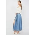 thumbnail image 4 of Blue White ® Wrap Denim Skirt mid waist belted split front jeans skirt, 4 of 5