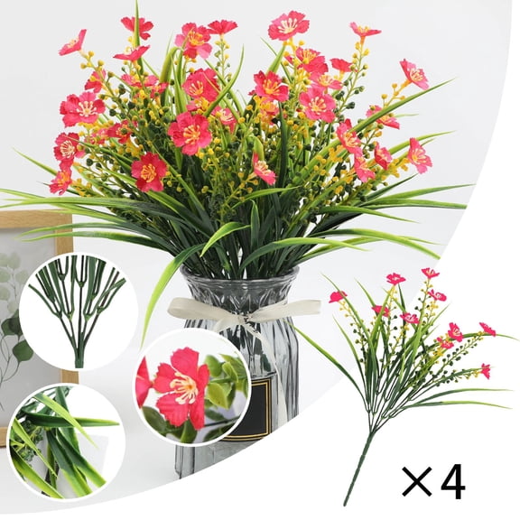 Flowers 16 Bundles Outdoor Decor - 14" UV Protected Artificial for Garden, Yard, Porch - Silk & Mixed Flowers for Window Boxes & Planters (Spring/Summer)