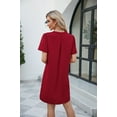 thumbnail image 7 of Women Dresses Plus Leisure Fashion Dresses New Loose V-neck Sexy Short Sleeved Solid Fashion Dresses Red Trendy Skirt Size L, 7 of 7