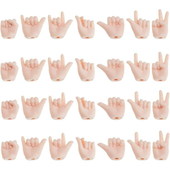 14 Pairs Tiny Hands for Making 7.48 Inch Long Plastic Hand Gesture Set Joints Miniature Hands Movable Dolls Hand Replacement Parts for Small Dolls Making DIY Accessories colorful