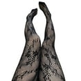 thumbnail image 4 of Floral Flower Tight Sexy Tights, Women's Sexy Pattern Tights Fishnet Ribbon Floral Print Pantyhose Stockings Seggings Free Size (Without Panties) Black, 4 of 9