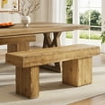 thumbnail image 4 of Fimind Thickened Solid Wood Bench, 47" Rustic Farmhouse Entryway Bench with Artistic Legs, Heavy-Duty Dining Seat for Kitchen, Living Room, Hallway, Bedroom, Natural, 4 of 7