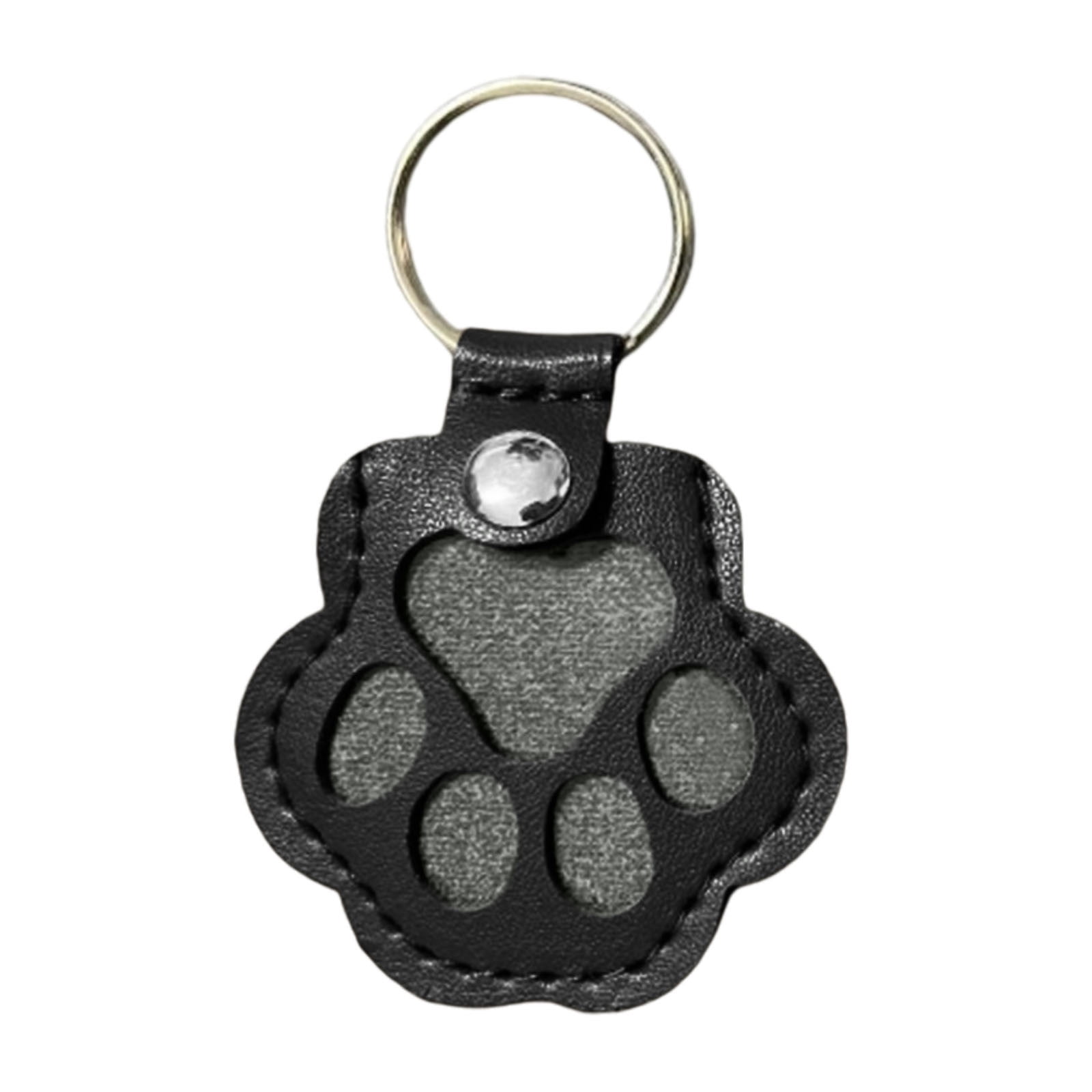 Porte-clés Souvenir Pour Poils D’animaux – En Forme De Patte, Compartiment Transparent, En Cuir (plusieurs Couleurs)