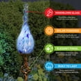 thumbnail image 5 of Exhart Light Blue Pearlized Glass Twisted Flame  Solar Powered Garden Stake, 36 inch (Decor for Home Patio, Outdoor Garden, Yard or Lawn), Metal, Teal, 5 of 7