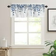 thumbnail image 7 of Navy Blue Eucalyptus Leaves Kitchen Curtain Set, Watercolor Summer Botanical Window Valance and Tiers 36" Length, Light Filtering Short Curtains Valance for Cafe Bathroom Bedroom 54"x18", 7 of 7