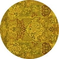 thumbnail image 1 of Ahgly Company Machine Washable Indoor Round Animal Yellow Traditional Area Rugs, 3' Round, 1 of 4