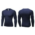 thumbnail image 4 of Zylanna Men's T-Shirts Tee, Solid Color Breathable Long Sleeve Crew Neck Tops for Activewear Sports Navy, 4 of 4