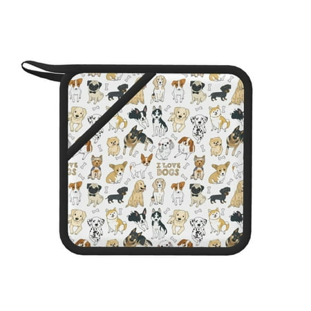 

1 PCS Pot Holders for Kitchen - Heat Resistant Silicone Pot Holders with Hanging Loop I Love Dogs Non Slip Oven Hot Pads Potholders for Decor Baking Cooking Kitchen