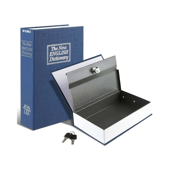 Caja De Seguridad Con Diseño De Libro Diccionario 18 Cm Con Llave VIMI Color azul