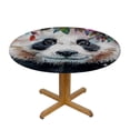 thumbnail image 3 of WYYP Panda Bear Flower Crown Kawaii Round Tablecloth Waterproof Resistant Fabric 100% Polyester Fiber White, 3 of 8