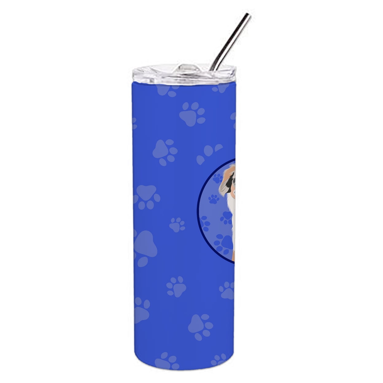 Carolines Treasures WDK1005TBL20 Australian Shepherd Blue Merle Puppy Design1  Stainless Steel 20 oz Skinny Tumbler Blue