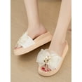 thumbnail image 6 of Frontwalk Ladies Sandals Non-slip Slippers Anti-slip Flats Summer Cool Clogs Women Slip On Shoes 778 Double Buckle Bow 5CM Thickened Bottom Beige 7.5, 6 of 6