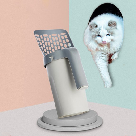 Cat Litter Scoop Large Capacity with Built-in Bag Holder, Scoop and Bag at The Same Time (2 Roll of Waste Bags Included)