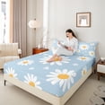 thumbnail image 4 of Homewish Kids Children Floral Daisy Full Size Sheets 4-Piece,Rustic Chic Flowers Breathable Bed Sheets,Spring Garden Lightweight Sheet Sets,Breathable Home Decor, 4 of 7