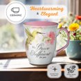 thumbnail image 4 of Christian Art Gifts Large Ceramic Inspirational Scripture Coffee & Tea Mug for Women: Grace is Sufficient Silver Bible Verse, Cute Lime Green Hummingbird Novelty Drinkware, White/Pink Floral, 14 oz., 4 of 5