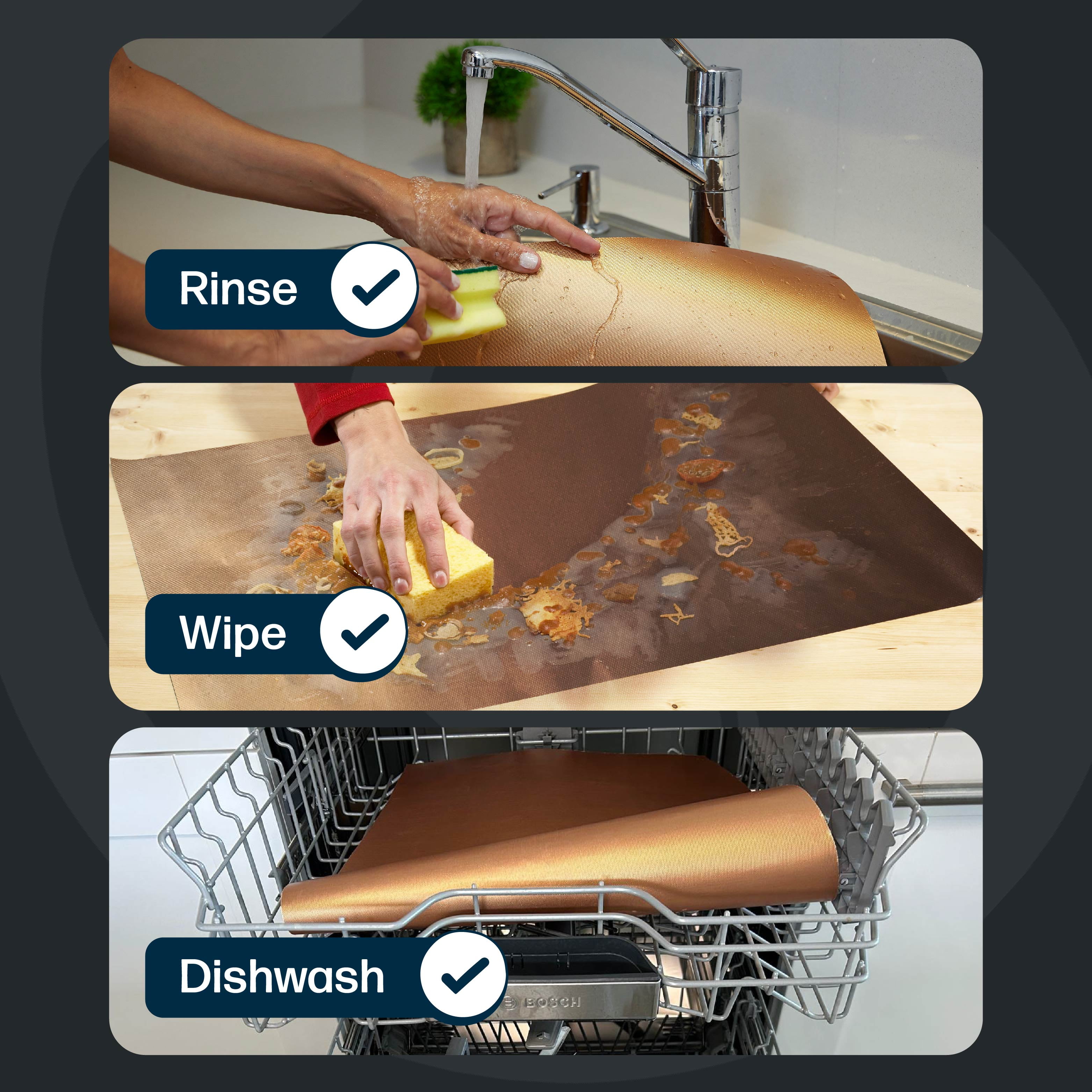 Cooks Innovations Non-Stick Oven Liner - Heavy Duty Heat Resistant, BPA Free Mat to Protect Oven Racks – Copper 1-Pack