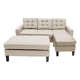 thumbnail image 3 of Poundex 3-Pcs Beige Polyfiber Linen-Like Fabric Sectional Set, 3 of 8
