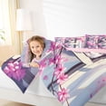 thumbnail image 4 of Homewish Pet Kitten Lovers Queen Comforter Set,Japanese Sakura Bedding Sets,Pink Cherry Blossom Bedding Comforter Set For Girl Teens,Ultra Soft Home Decor Reversible,3 Pieces, 4 of 8