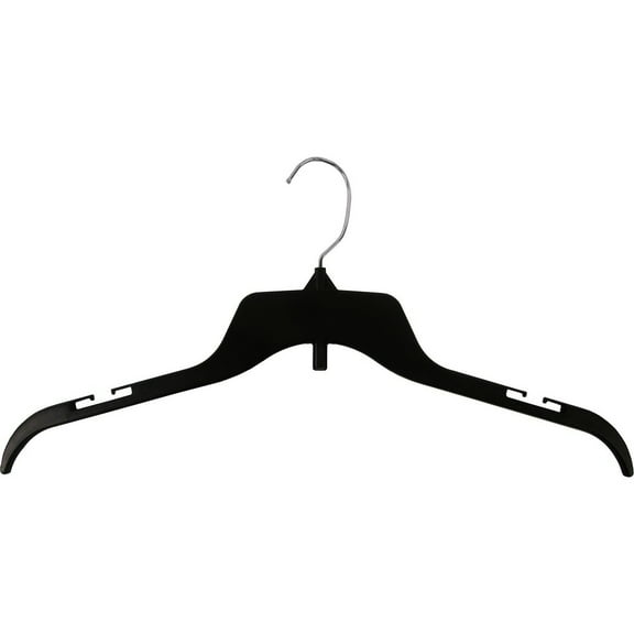 The Great American Hanger Company Classic Plastic Top Hanger, Space Saving Shirt Hangers with Chrome Swivel Hook and Notches Black/50