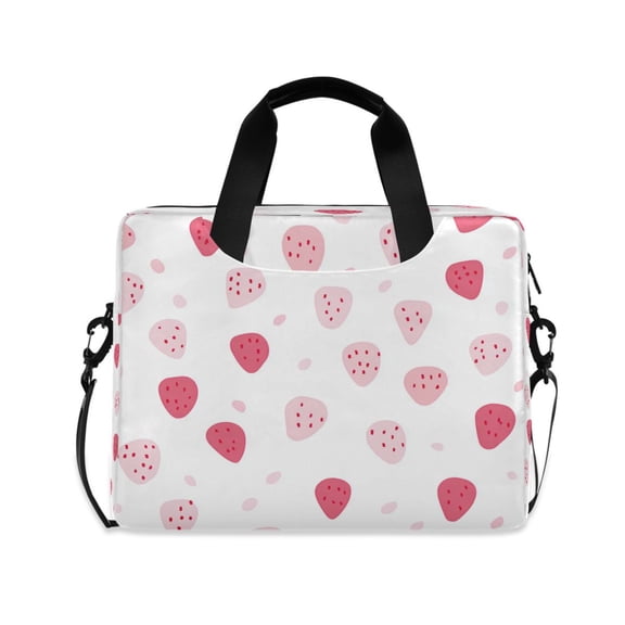 16inch Laptop Briefcase, Business Laptop Bag with Detachable Strap & Padded Compartment, Water-Resistant Polyester,Strawberry Pattern Pink