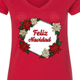 thumbnail image 4 of Inktastic Feliz Navidad Poinsettia Women's V-Neck T-Shirt, 4 of 5