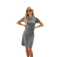 thumbnail image 3 of Women'S Short Sleeve Ruched Casual Sundress Midi Bodycon T Shirt Dress Gray XXL, 3 of 9