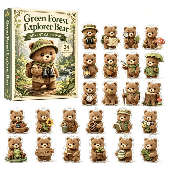Christmas Advent Calendar 2026, 24 Days 2D Cute Bear Countdown Calendar Figurines Ornaments Xmas Decor Gift for Pet Lovers