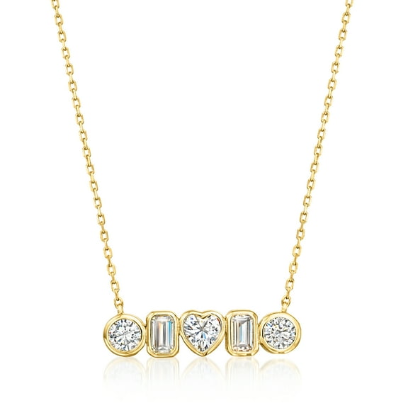 Ross-Simons 1.80 ct. t.w. Multi-Shaped CZ Necklace in 18kt Gold Over Sterling, Women's, Adult