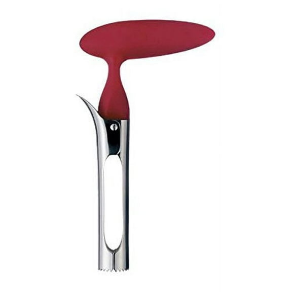 Apple Corer Lever Tool by BRIGHT KITCHEN Stainless Steel Pear Fruit Seed Remover Cherry Red Grip with Serrated Blade