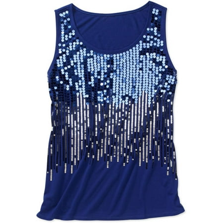 George Women's Plus-Size Sequin Waterfall Tank