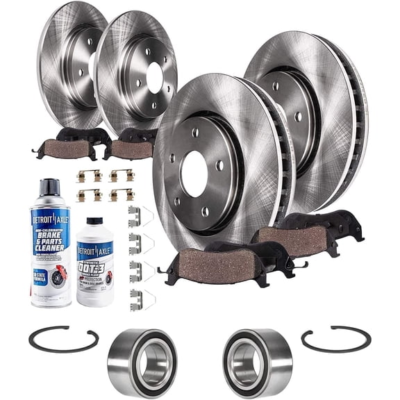 Detroit Axle - Brake Kit for 2013-2017 Honda Accord, Disc Brakes Rotors Ceramic Brake Pads Front Wheel Bearings Replacement: 11.54'' inch Front and 11.10" inch Rear Rotor