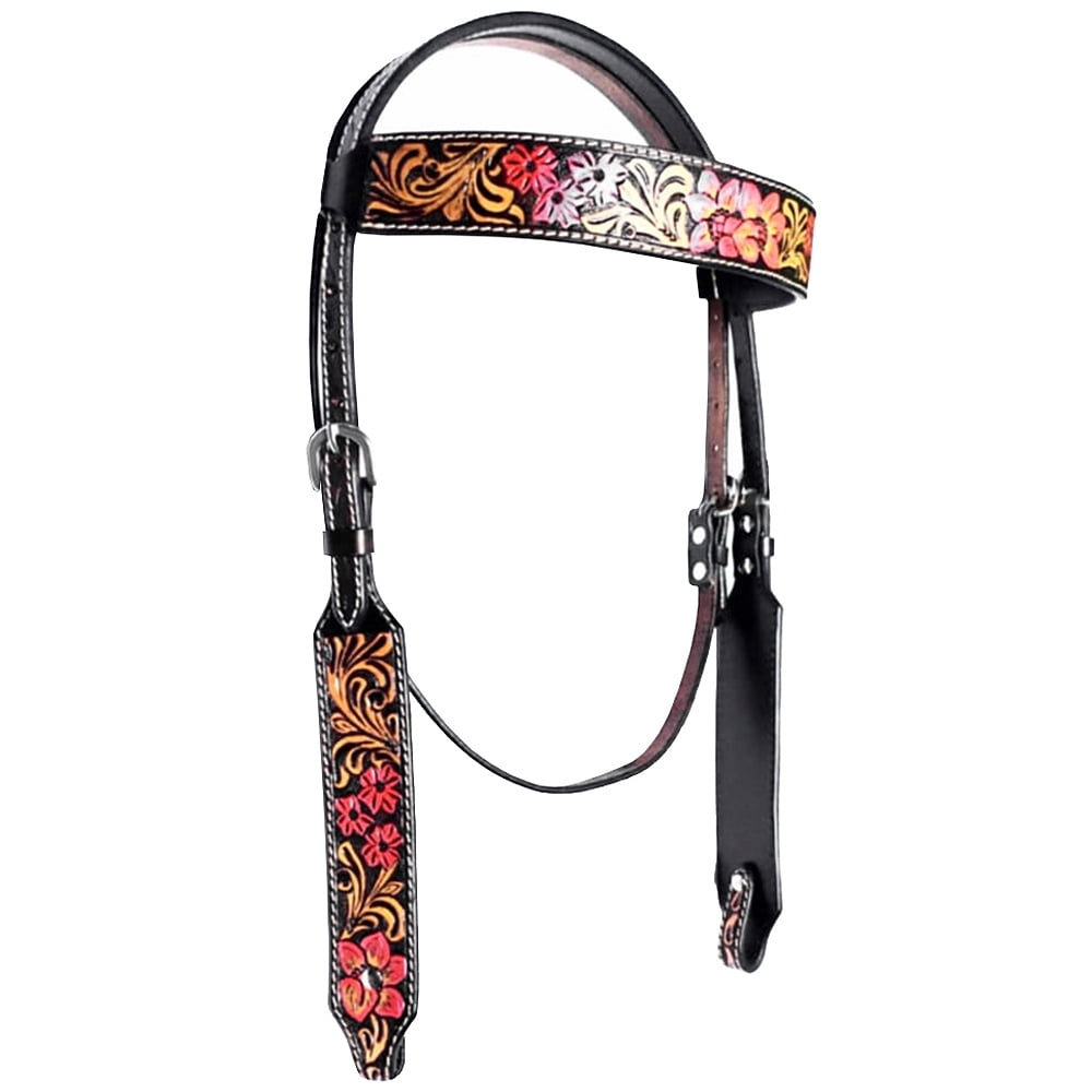 RK HILASON Western Horse Coiffe Floral Collier Poitrine Cuir Américain