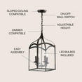 thumbnail image 4 of JONATHAN Y JYL7403A Ruth 11" 4-Light Lantern Metal/Glass LED Pendant, Traditional, Classic for Kitchen, Living Room, Oil Rubbed Bronze/Clear, 4 of 4