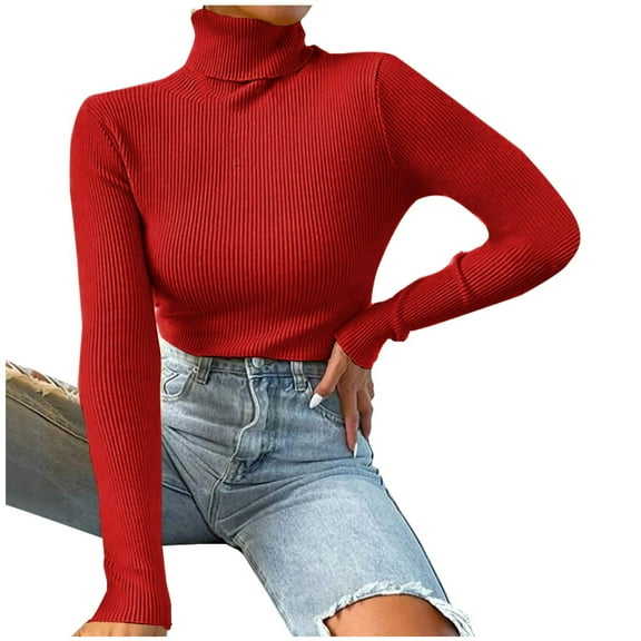 Viikei Cardigan Sweaters for Women Clearance under $10.00 Womens Sweaters Womens Fashion Solid Long Sleeve Sweater Loose Turtleneck knitting Sweater